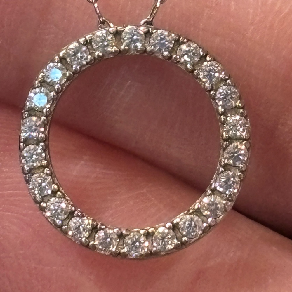 Sterling Silver 925 CZ Circle of Life Necklace size 18 inches adjusts to 20 inch